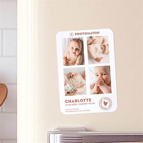 Faire-part naissance cabine photomaton