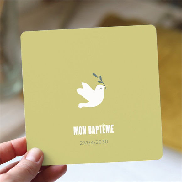 Faire-part de baptême Colombe d'espérance carré réf.N351652