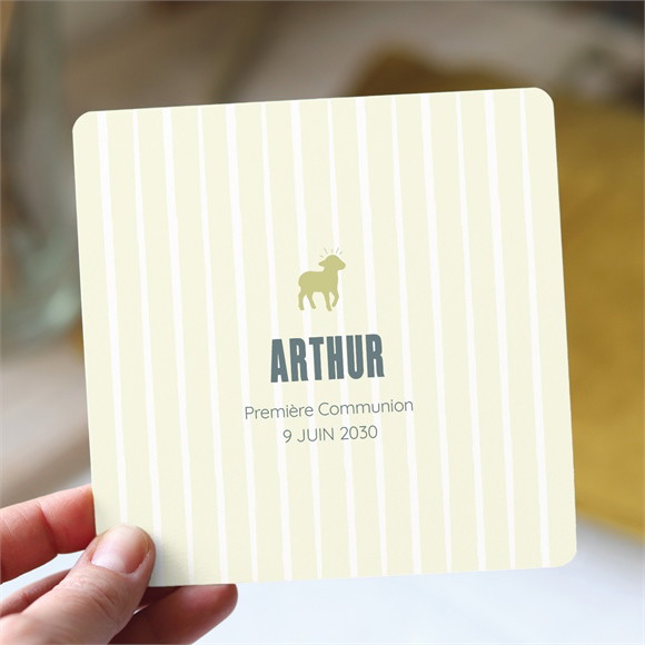 Faire-part communion Agneau carré réf.N351654