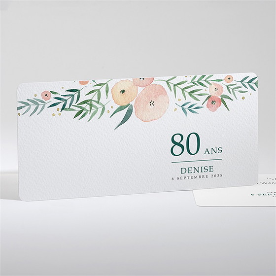 Invitation anniversaire fleurs de printemps 80 ans