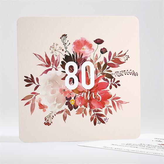 Invitation anniversaire bouquet de fleurs 80 ans