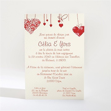 Faire-part mariage guirlande de coeurs photo - Dos du faire-part