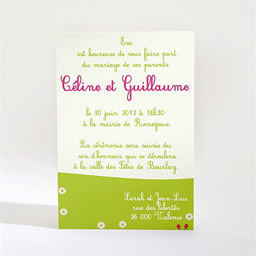 Faire-part mariage mes supers parents se marient! - Verso du faire-part