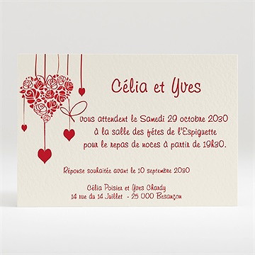 Carton d'invitation mariage guirlande de coeurs photo