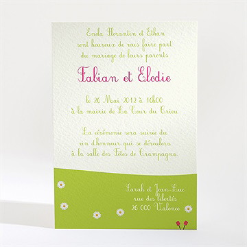 Faire-part mariage vive les mariés - Dos du faire-part