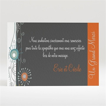 Remerciement mariage annonce en gris et orange
