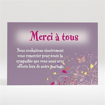 Remerciement mariage violet et papillons
