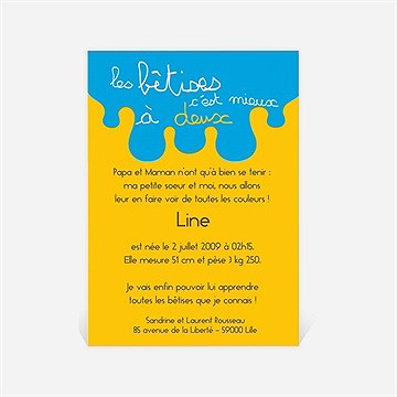 Faire-part naissance coup de pinceau - Dos du faire-part