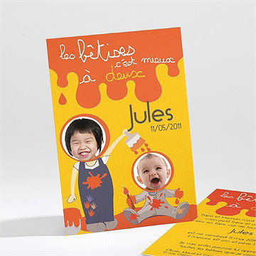 Faire-part naissance les bêtises à deux jaune