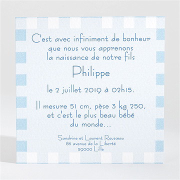 Faire-part naissance faire-part naissance - Verso du faire-part