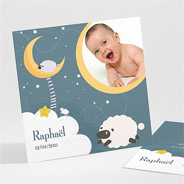 Faire-part naissance petit mouton sur la lune