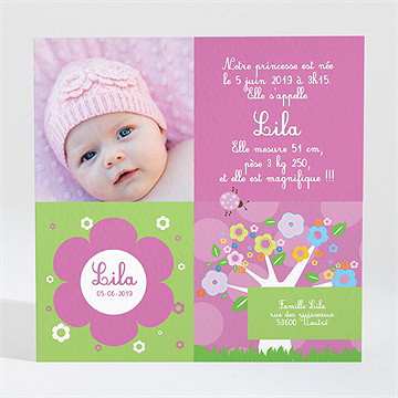 Faire-part naissance bouquet de fleurs