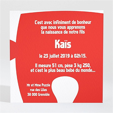 Faire-part naissance faire-part naissance - Verso du faire-part