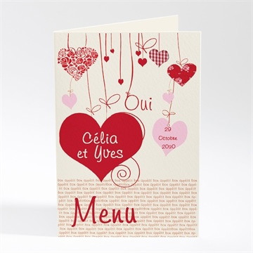 Menu mariage guirlande de coeurs photo