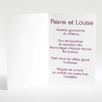 Menu mariage carte originale - Intérieur du menu