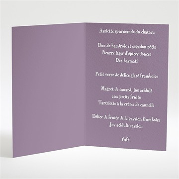 Menu mariage violet et papillons - intérieur du menu