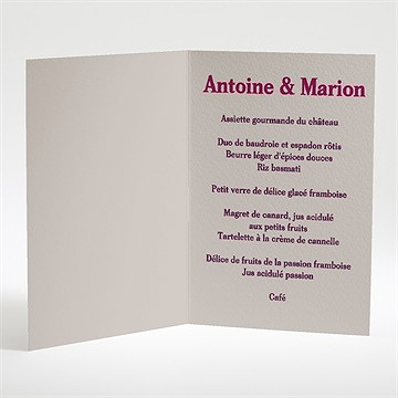Menu mariage montgolfière de coeurs - Intérieur du menu