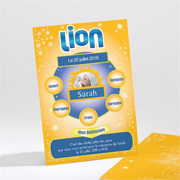 Faire-part naissance astro lion
