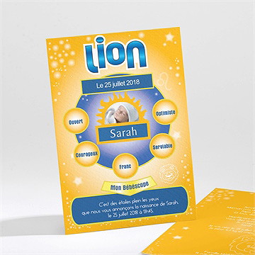 Faire-part naissance astro lion