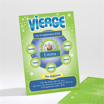 Faire-part naissance astro vierge
