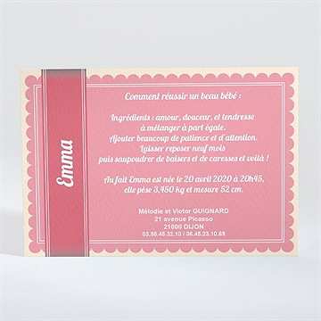 Faire-part naissance faire-part naissance - Dos du faire-part