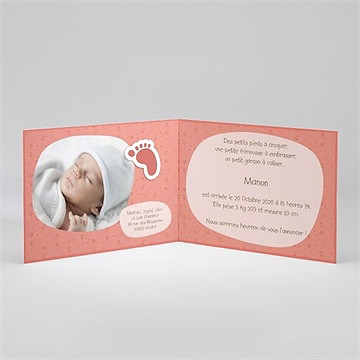 Faire-part naissance petits pieds et liberty - Intérieur du faire-part