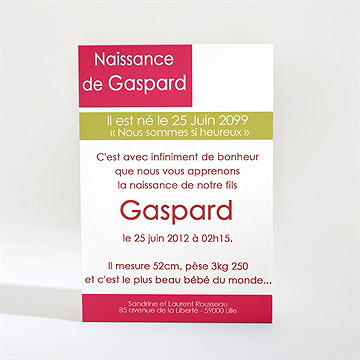 Faire-part naissance faire-part naissance - Dos du faire-part