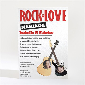 Faire-part mariage rock and love - Dos du faire-part