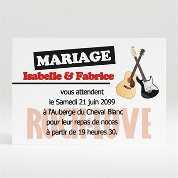 Carton d'invitation mariage rock and love