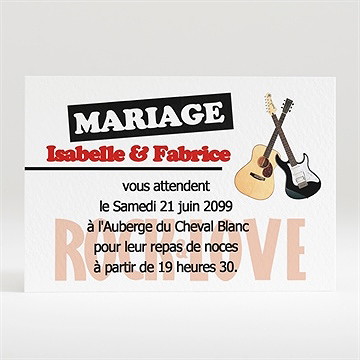 Carton d'invitation mariage rock and love