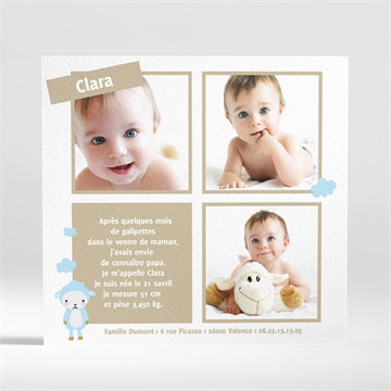 Faire-part naissance mouton peluche photo