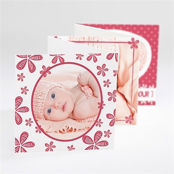 Faire-part naissance médaillon fleuri