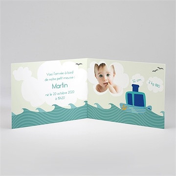 Faire-part naissance le petit bateau de bébé - Intérieur du faire-part