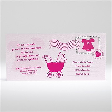 Faire-part naissance conçu avec amour - Dos du faire-part