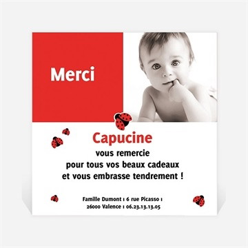 Remerciement naissance en rouge