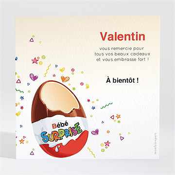 Remerciement naissance petit oeuf surprise