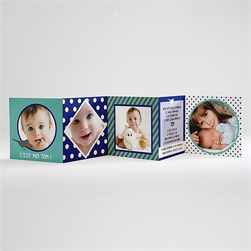 Faire-part naissance bel oiseau sur fond bleu vert - Intérieur du faire-part