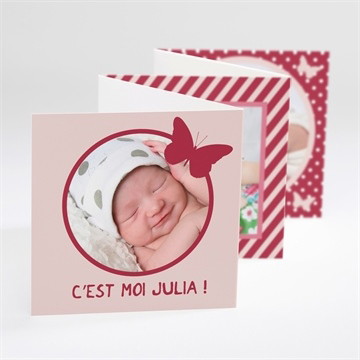 Faire-part naissance cadre papillon