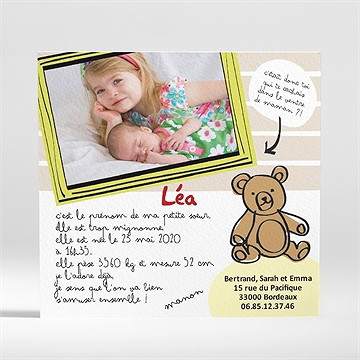 Faire-part naissance fierté de montrer mon bébé - Dos du faire-part