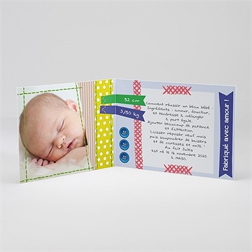 Faire-part naissance tout en couleurs - Intérieur du faire-part