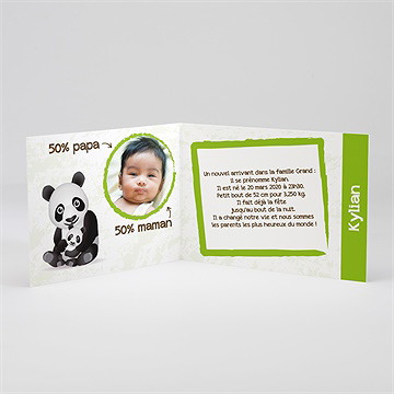 Faire-part naissance faire part panda photo - Intérieur du faire-part