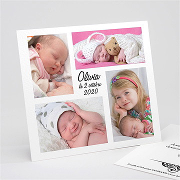 Faire-part naissance mosaique de photos