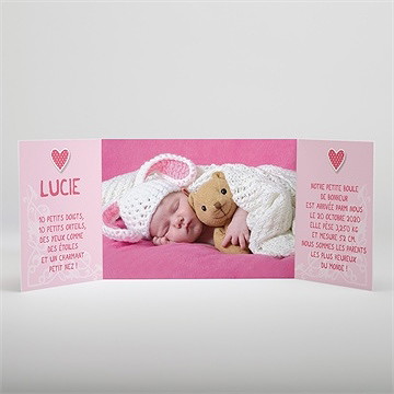Faire-part naissance annonce avec un gros coeur ! - Intérieur du faire-part