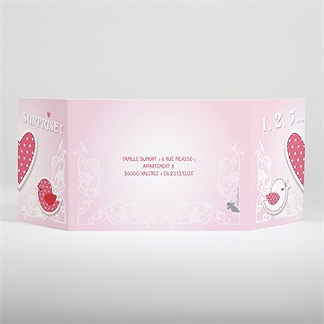 Faire-part naissance annonce avec un gros coeur ! - Dos du faire-part