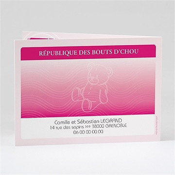 Faire-part naissance ma petite pièce d'identité - Dos du faire-part