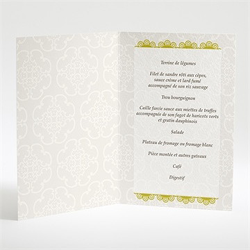 Menu mariage jaune poussin - intérieur du menu