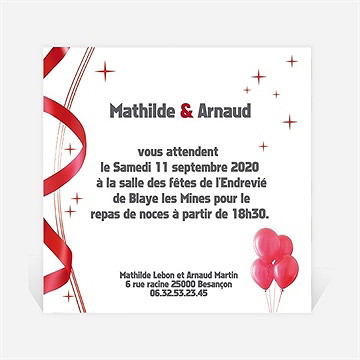 Carton d'invitation mariage en action