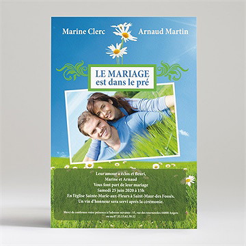 Faire-part mariage notre mariage est dans le pré