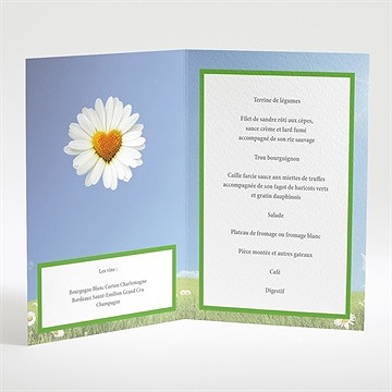 Menu mariage notre mariage est dans le pré - Intérieur du menu