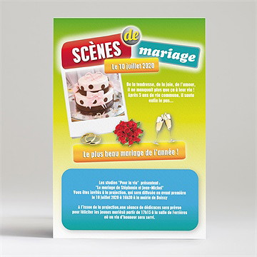 Faire-part mariage scènes de mariage originales - Verso du faire-part